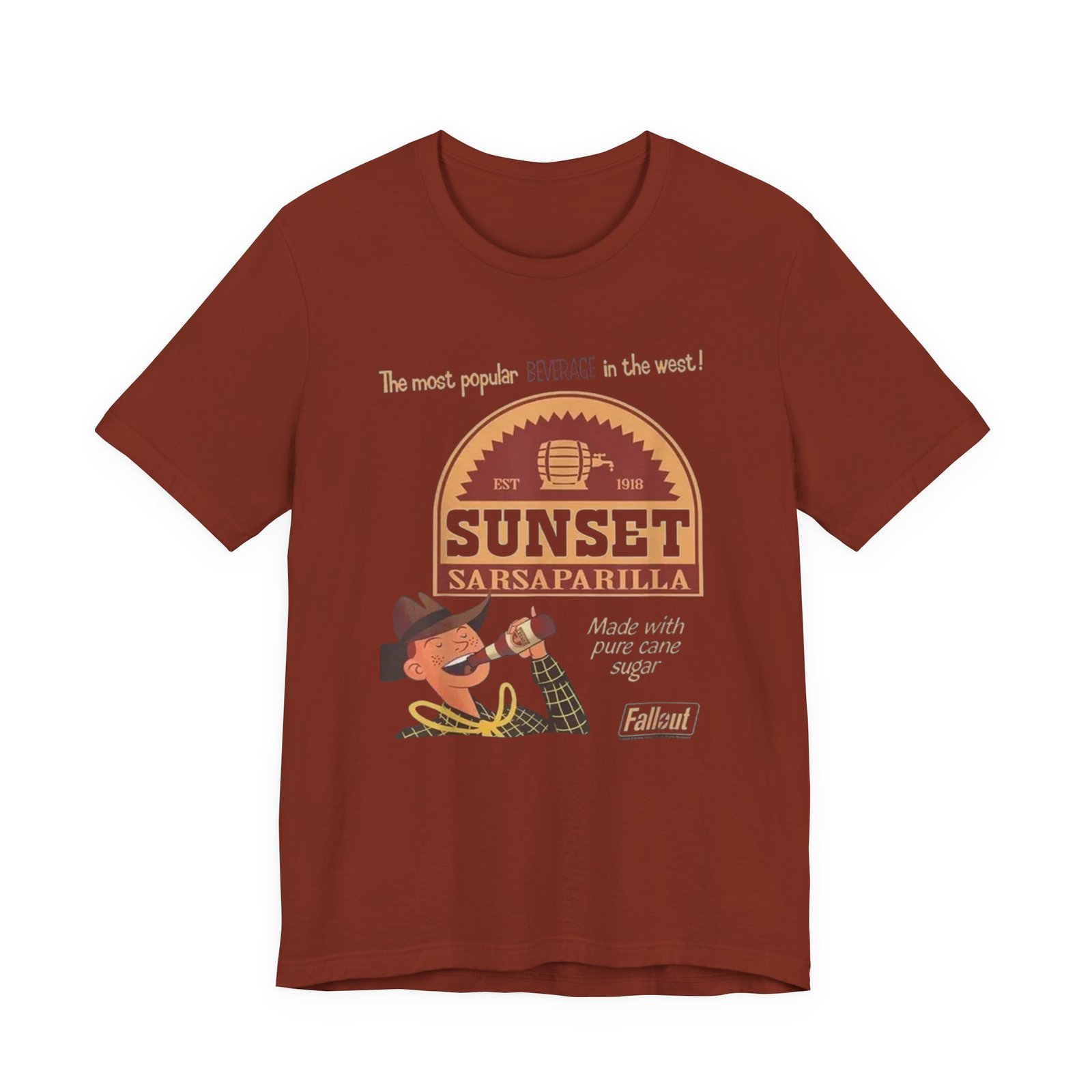 Sunset Sarsaparilla Tee — Retro Fallout Soda Logo T-shirt, Fallout Tee - Image 5