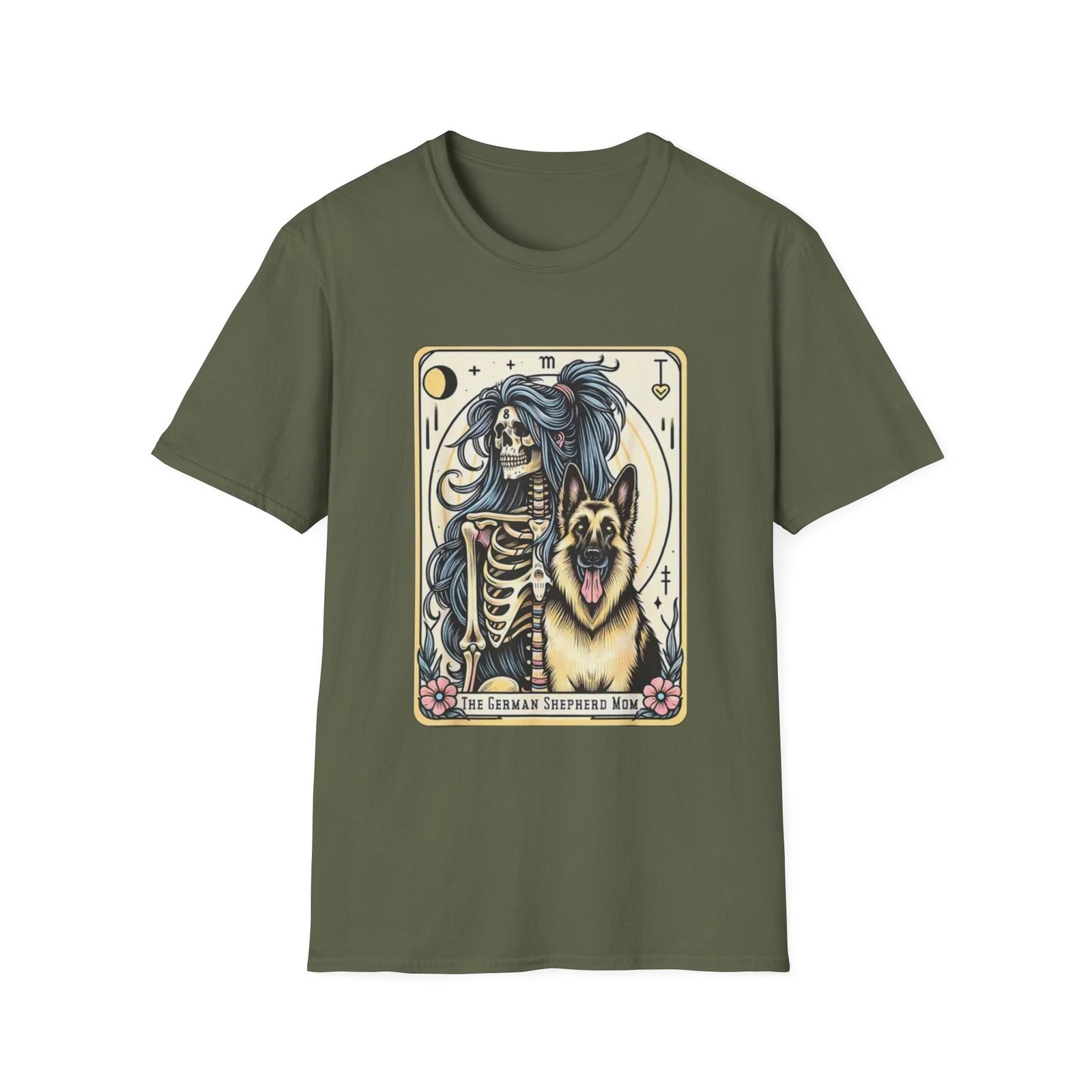German Shepherd Tarot Skeleton T-Shirt | Funny Dog Tarot Tee - Image 9