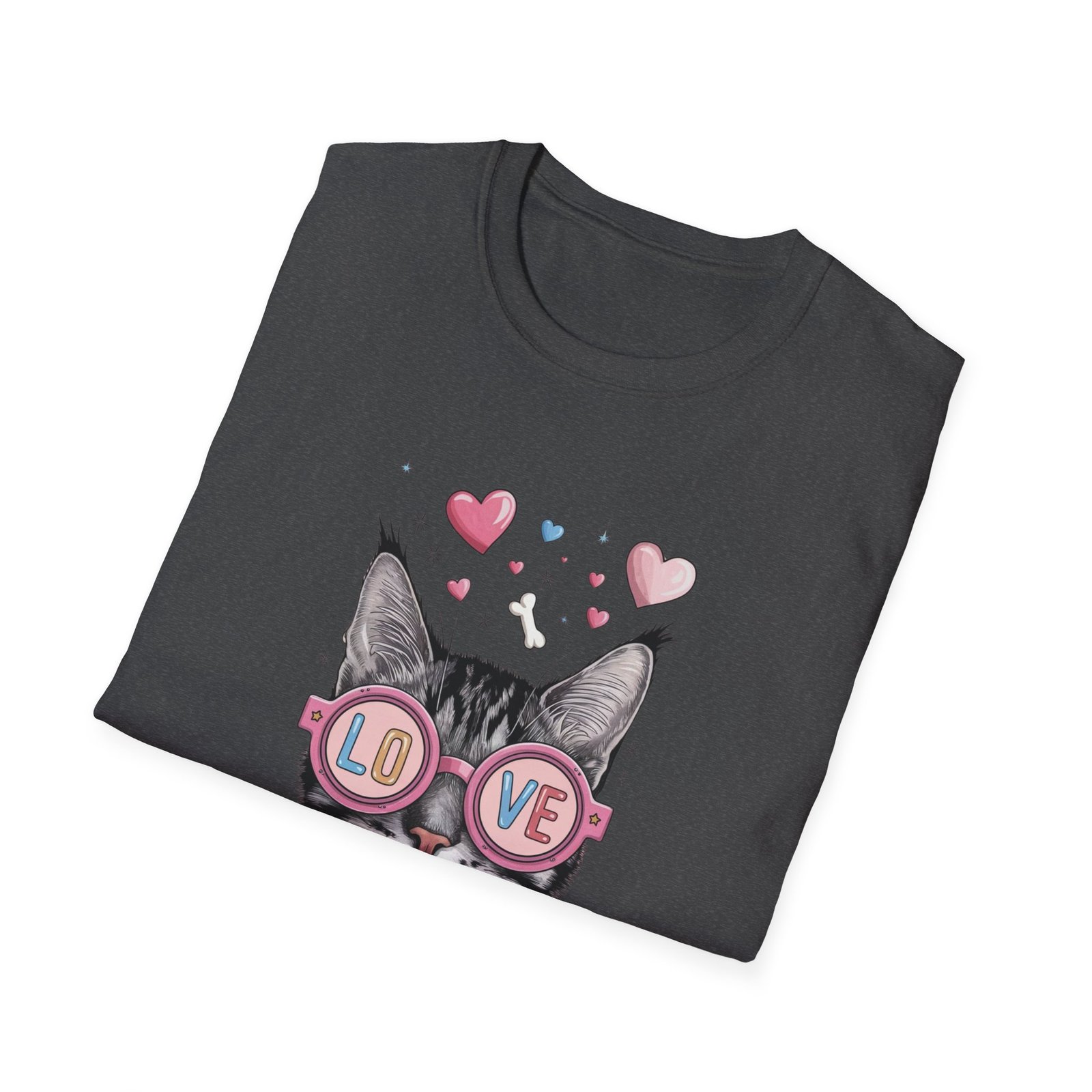 Cute Cat Love Unisex T-Shirt, Valentine's Day Tee, Cat Lover Gift, Animal Graphic Shirt - Image 12