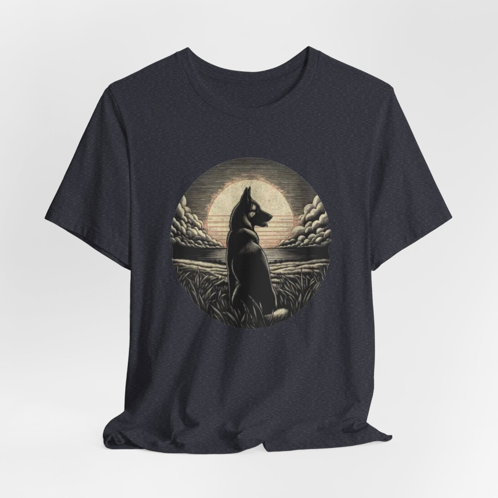 Belgian malinios silhouette sunset circle Tee | Nature, Moonlit Landscape - Image 24