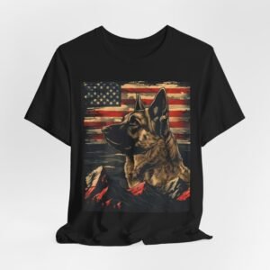 German Shepherd Patriotic T-Shirt — American Flag & Mountain Dog Tee