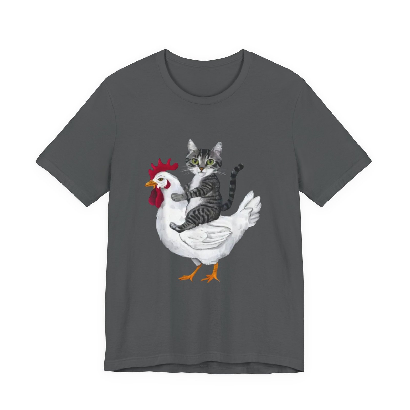 Cat Riding Chicken T-Shirt | Cute Animal Illustration Tee - Image 25