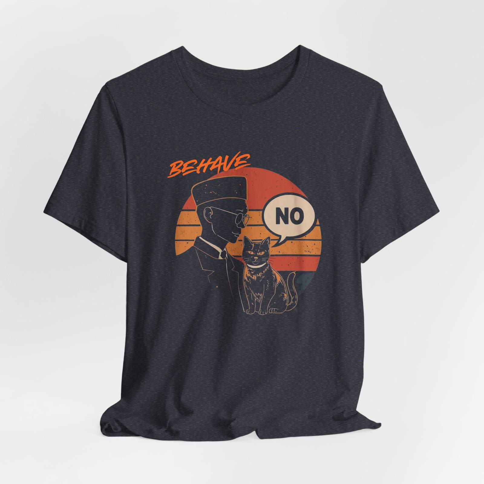 Behave No Cat tee | Retro Sunset Police Officer T-Shirt - Image 32