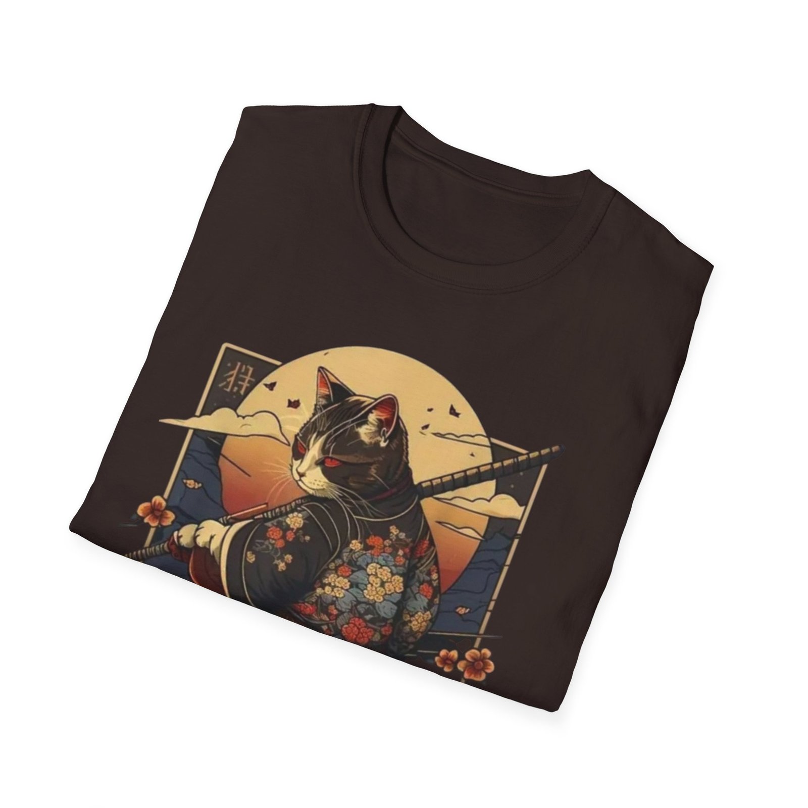 Samurai Cat Illustration T-Shirt | Japanese Kimono Cat Graphic Tee - Image 8