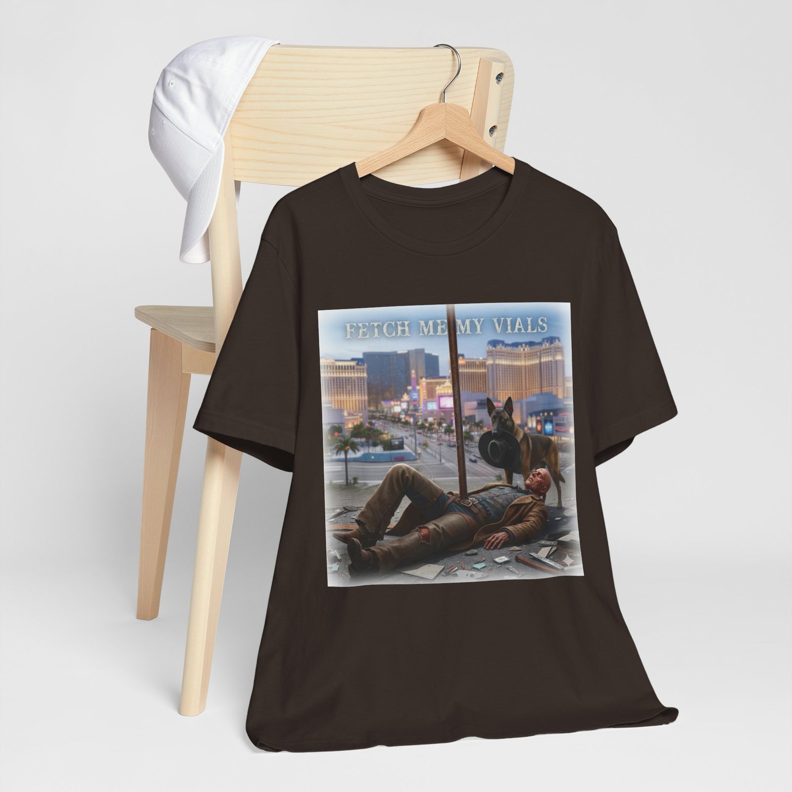 Fetch me my vials, Fallout Tee, Street Scene Graphic Tee — "Fetch Me My Vials" Retro Vegas Art Shirt - Image 10