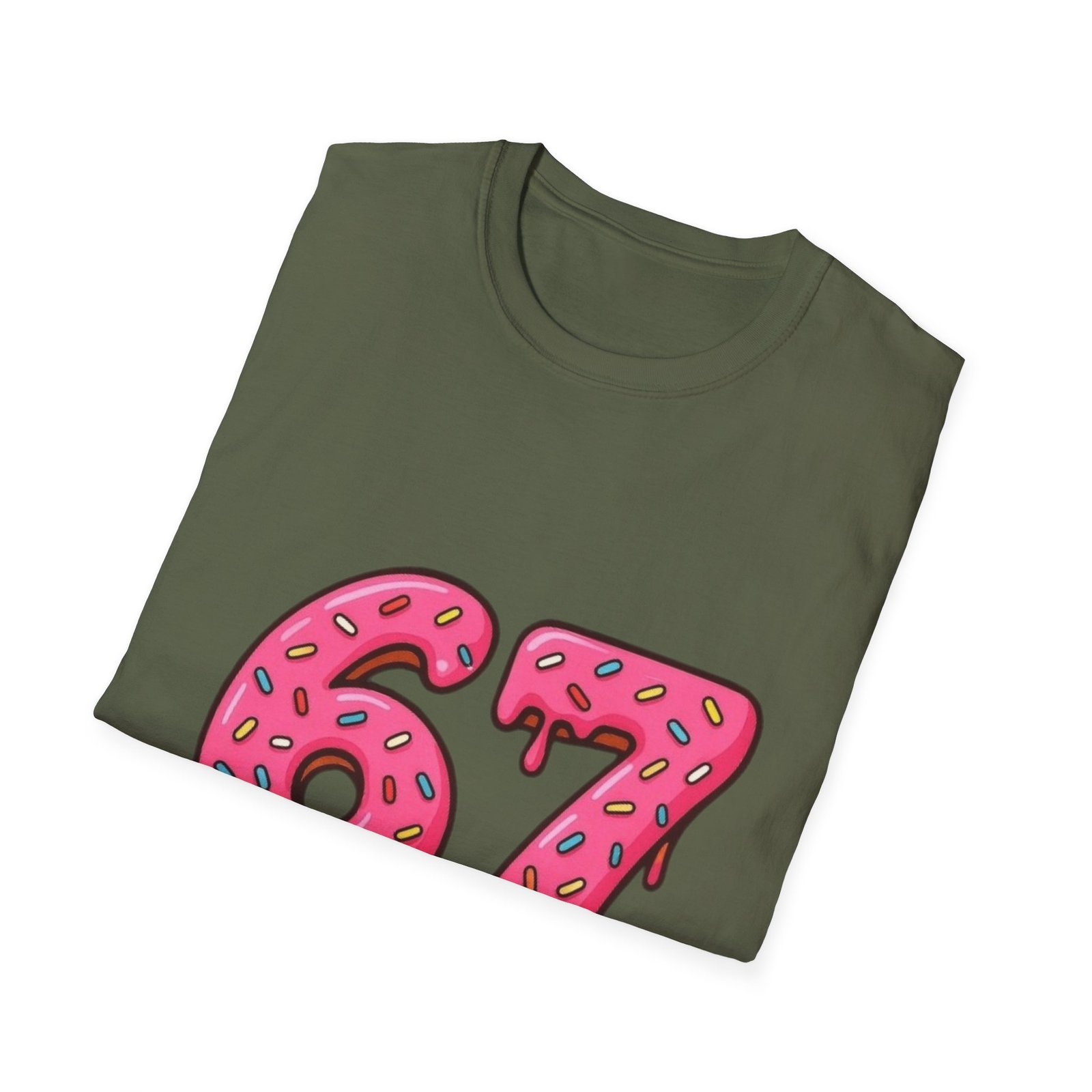 Dripping Pink Donut Numbers 67 T-Shirt | Melting Sprinkles Design - Image 20