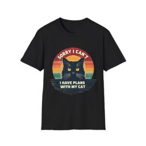 Funny Cat Shirt Unisex Softstyle T-Shirt, Sorry I Can't, I Have Plans with My Cat Tee, Funny Cat Lover Gift, Cat Owner T-Shirt, Cute Animal