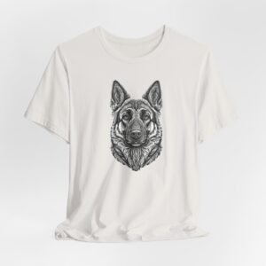 German Shepherd Portrait T-Shirt — Detailed Hand-Drawn Dog Face Tee