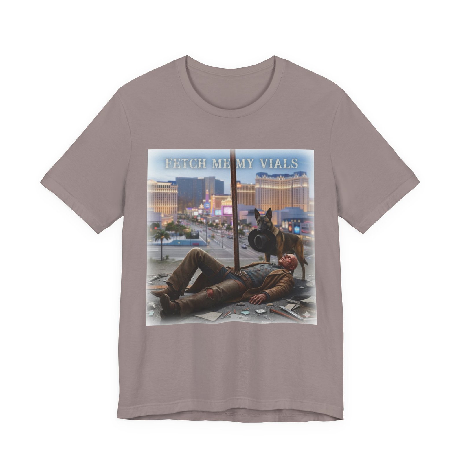 Fetch me my vials, Fallout Tee, Street Scene Graphic Tee — "Fetch Me My Vials" Retro Vegas Art Shirt - Image 2