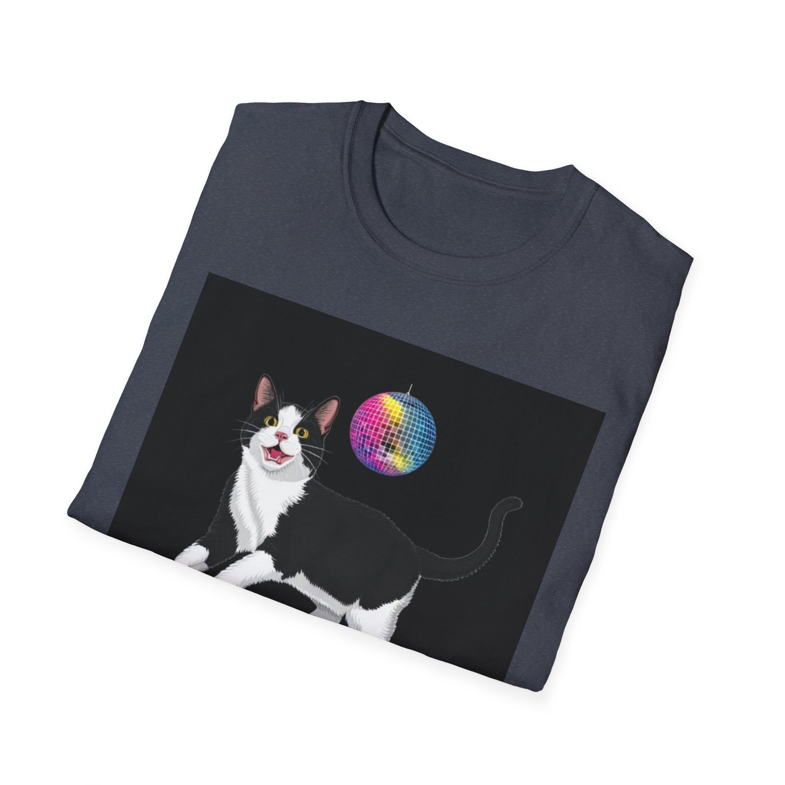 Skater Cat tee,I Am Wonder Mike Cat T-Shirt | Disco Dance Floor, Retro Rainbow Moon - Image 12
