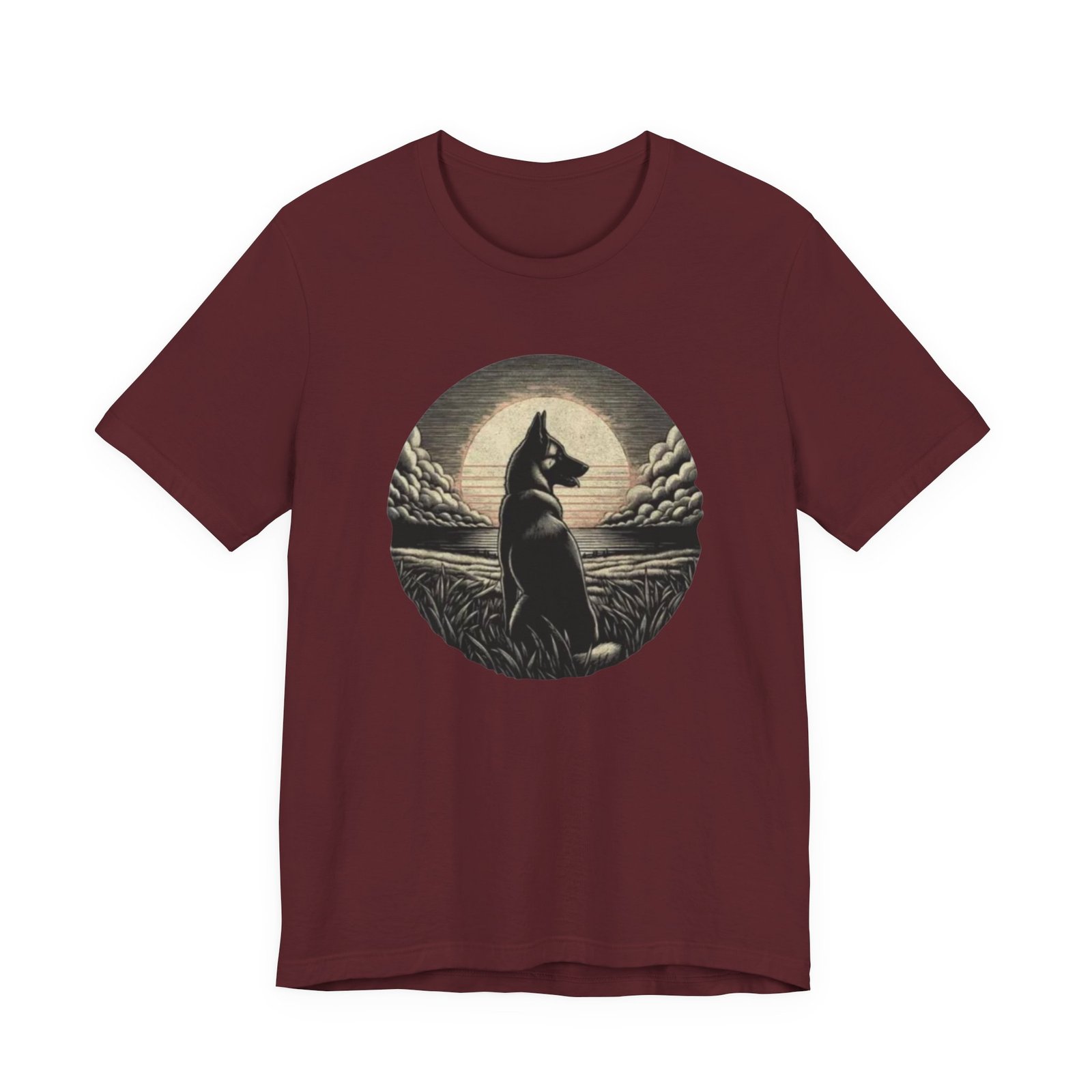 Belgian malinios silhouette sunset circle Tee | Nature, Moonlit Landscape - Image 29