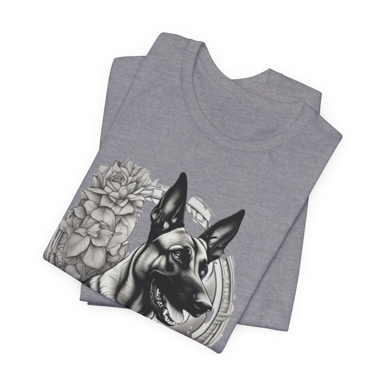 Belgian Malinois Floral Portrait T-Shirt - Image 35