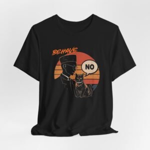 Behave No Cat tee | Retro Sunset Police Officer T-Shirt