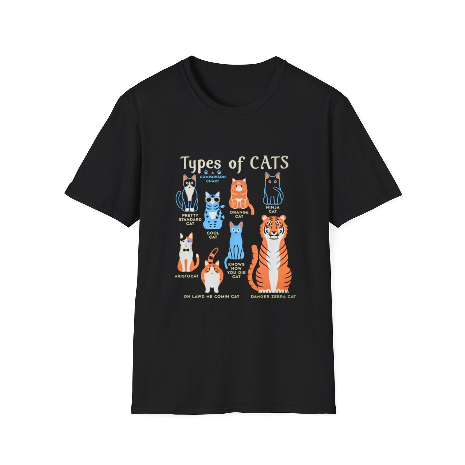 Types of Cats illustration T-Shirt | Cute cat breeds graphic tee