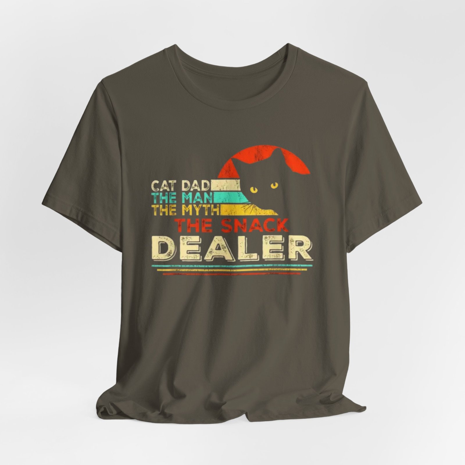 Cat Dad The Snack Dealer T-Shirt | Retro Cat Graphic - Image 12