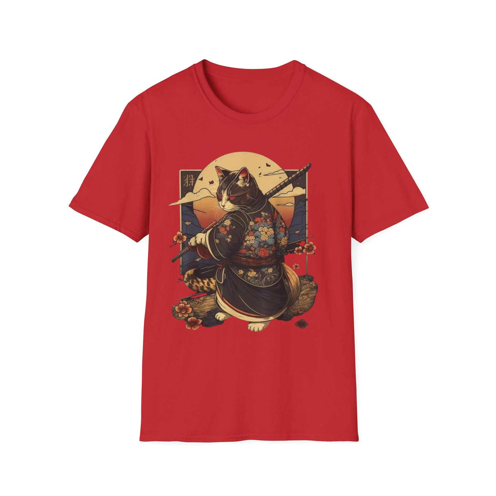 Samurai Cat Illustration T-Shirt | Japanese Kimono Cat Graphic Tee - Image 25