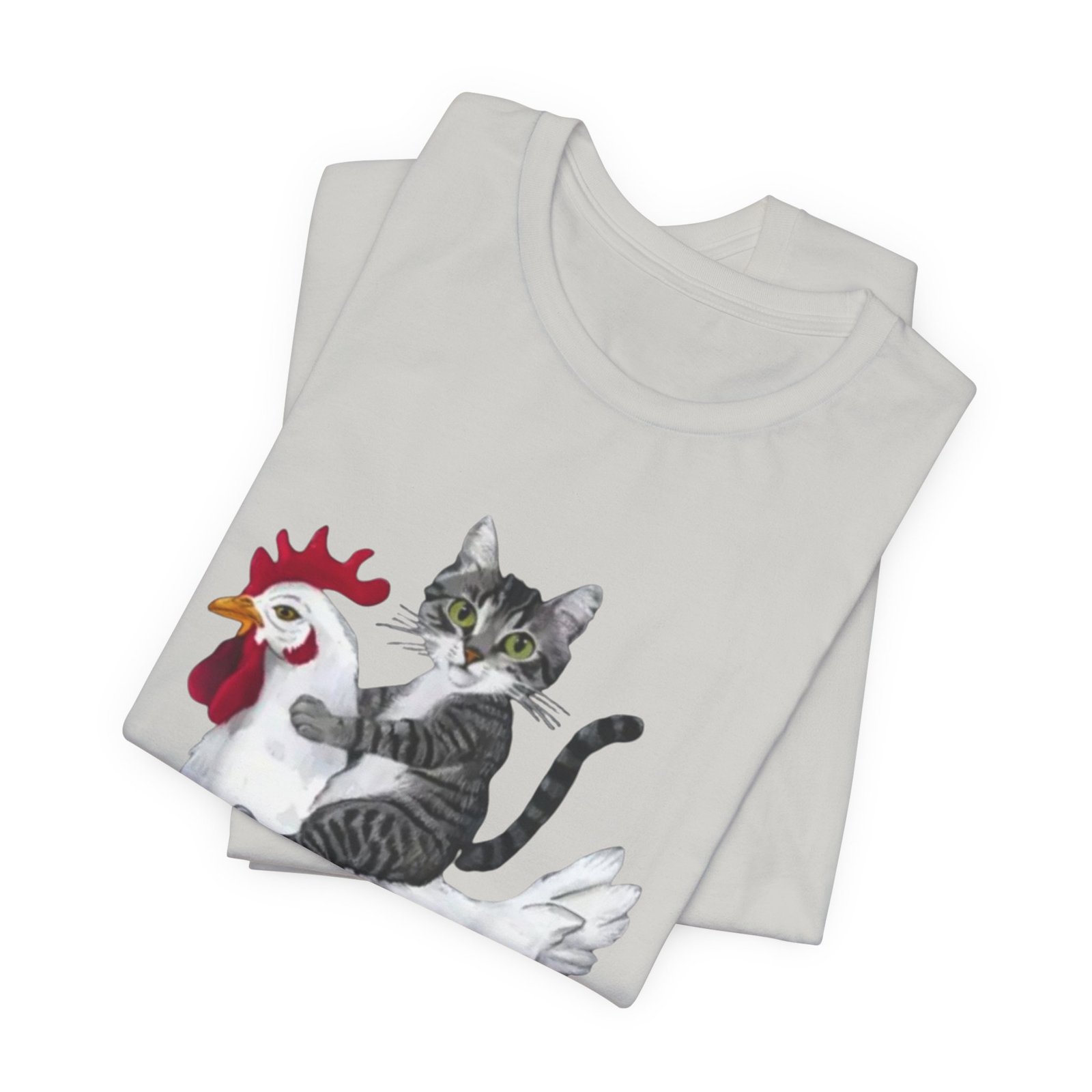 Cat Riding Chicken T-Shirt | Cute Animal Illustration Tee - Image 15