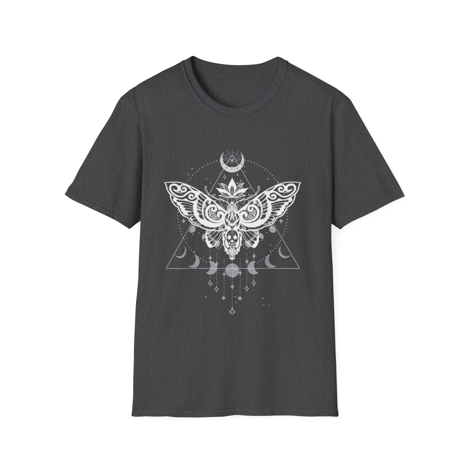 Lunar Moth Illustration T-Shirt | Crescent Moon, Phases, Geometric Mystic - Image 9