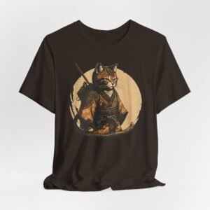 Samurai Cat Tee | Anthropomorphic Cat Warrior Illustration, Japanese Ink Style