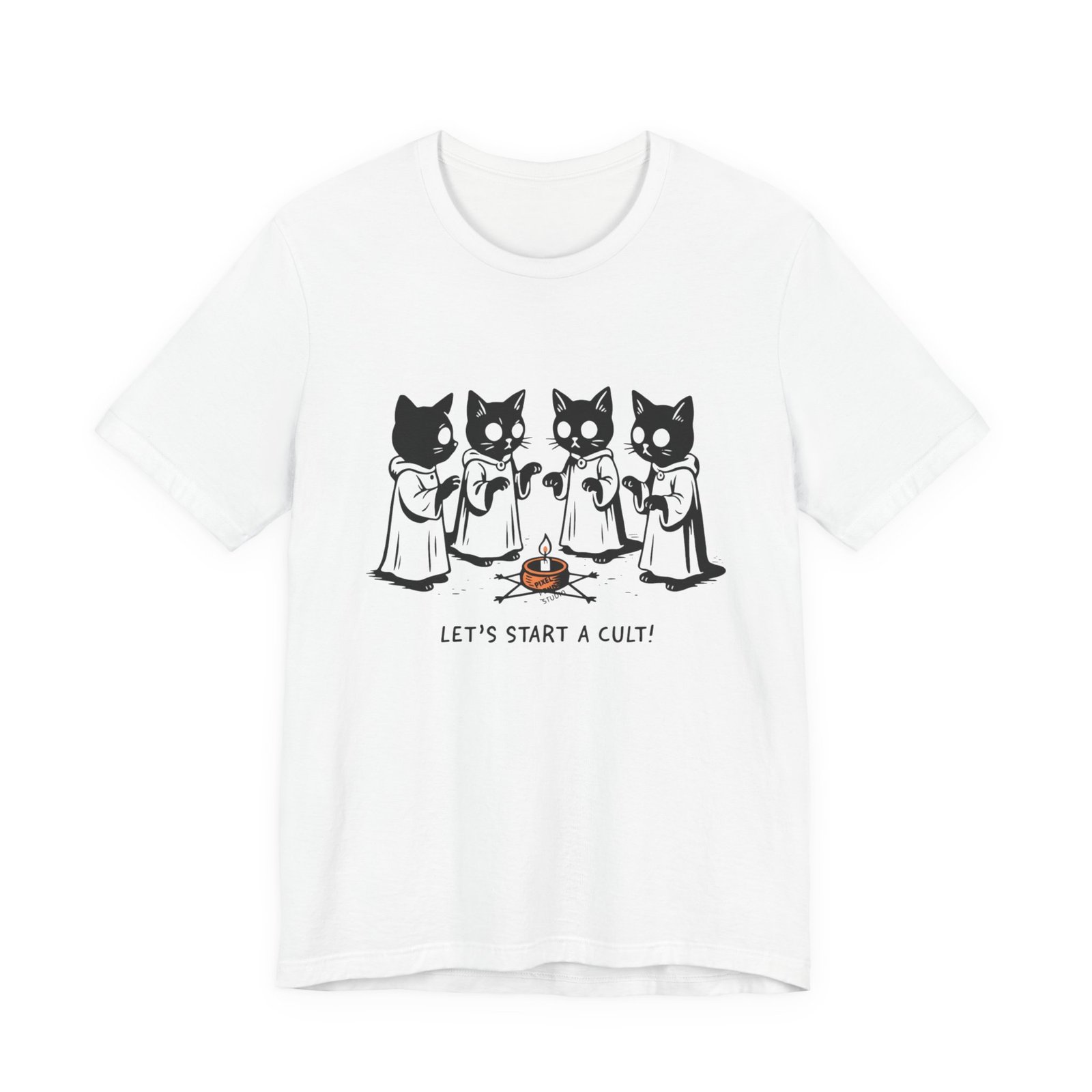Cat Choir Lets Start a Cult Tee , Cat Ritual Graphic Shirt - Image 5