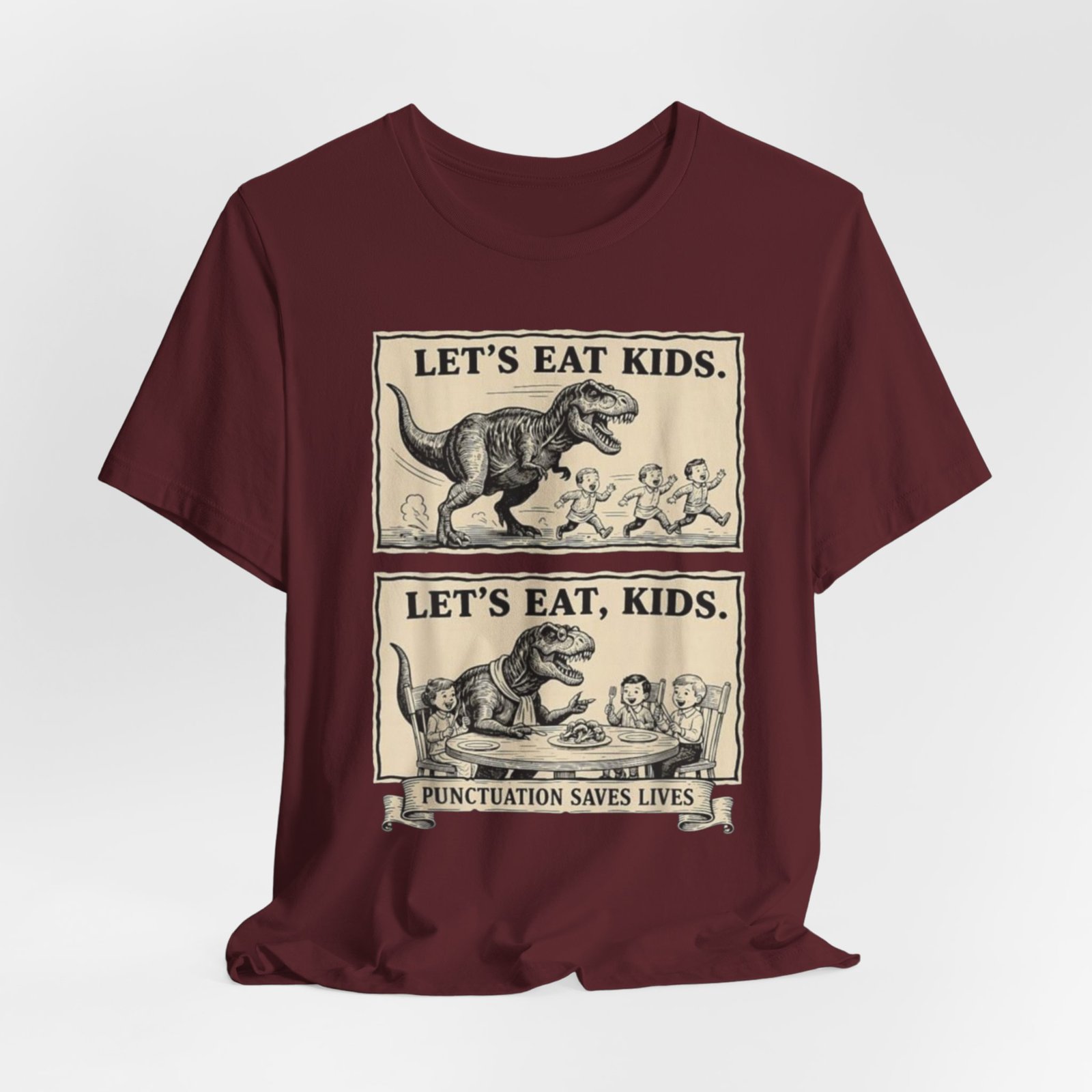 Punctuation Saves Lives comic panel Tee | Let's eat kids, Let's eat, kids design, English Teacher shirt - Image 32