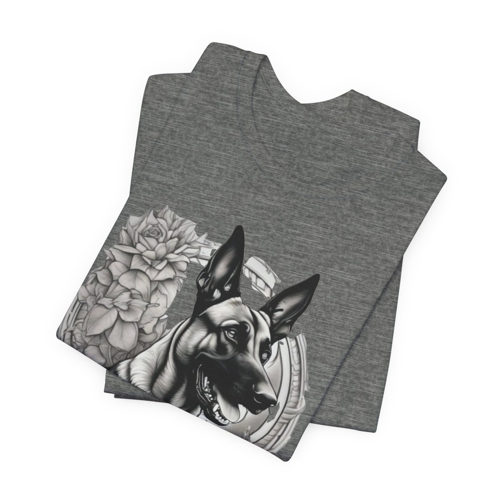 Belgian Malinois Floral Portrait T-Shirt - Image 4