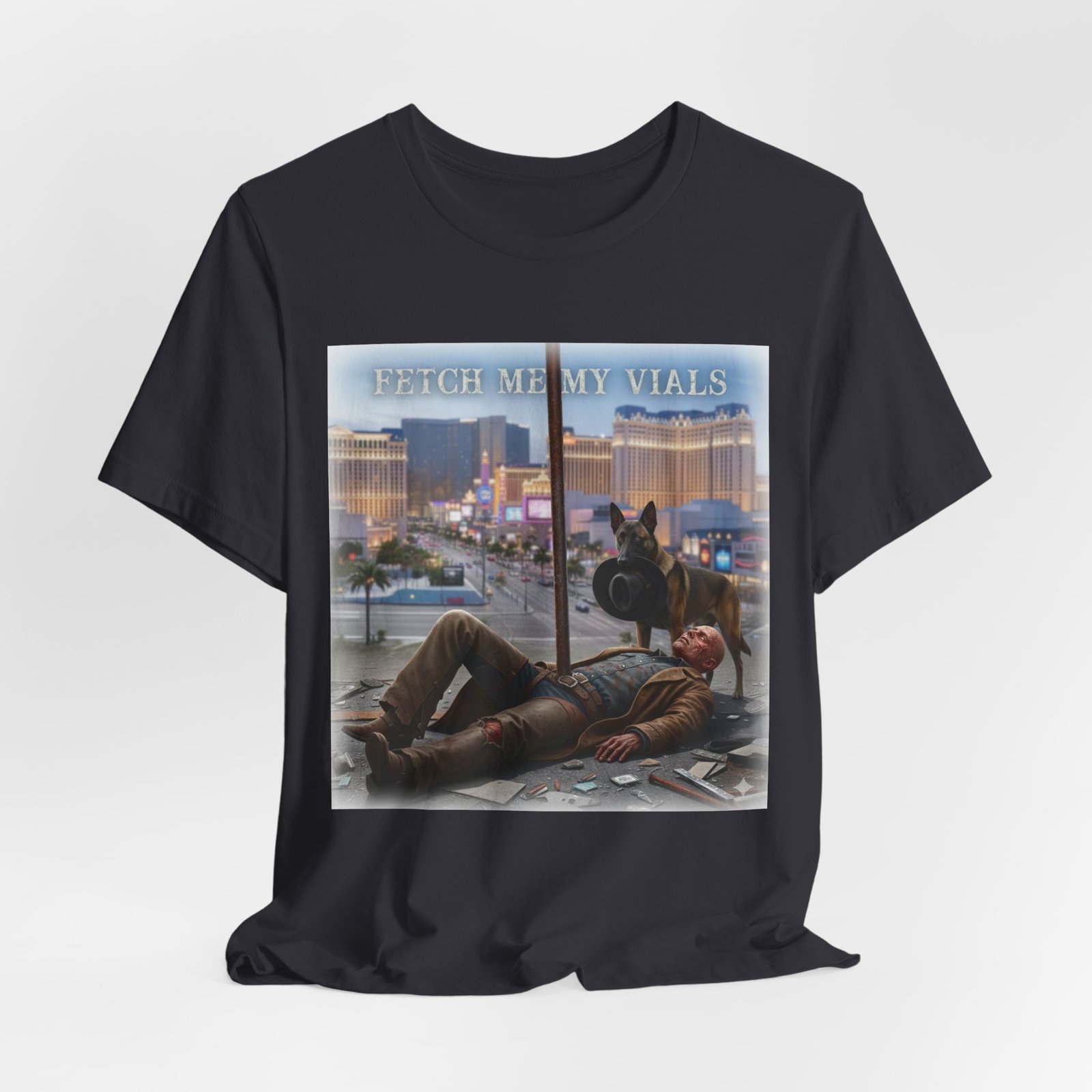 Fetch me my vials, Fallout Tee, Street Scene Graphic Tee — "Fetch Me My Vials" Retro Vegas Art Shirt - Image 24