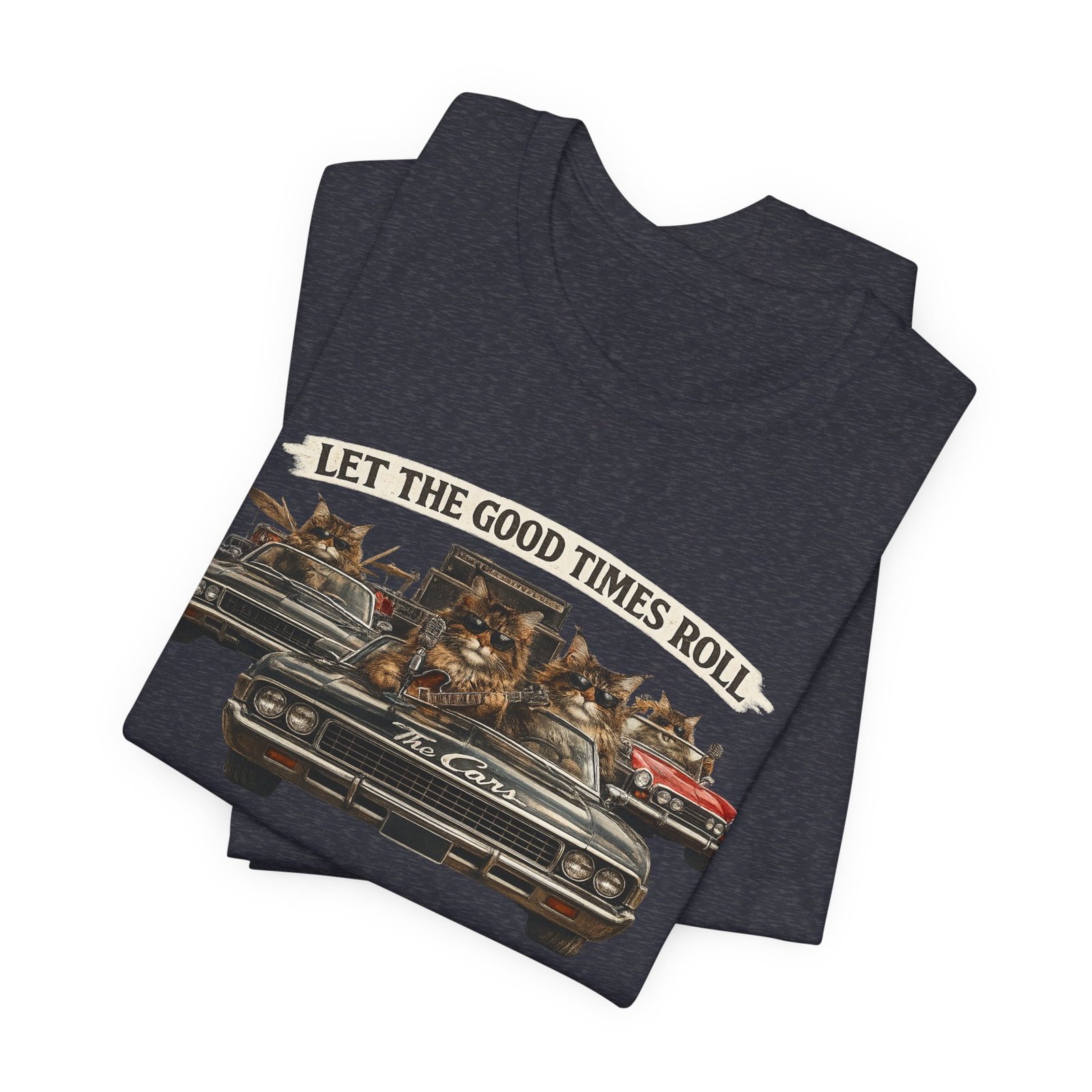 Let The Good Times Roll cats in classic car Tee | Vintage cat artwork - Image 27