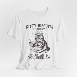 Cute Cat Bakery Tee, Kitty Biscuits Shirt, Animal Lover Gift, Funny Pet T-Shirt, Baking Humor Tee