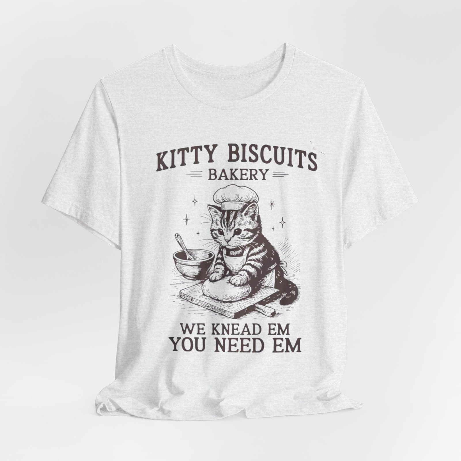 Cute Cat Bakery Tee, Kitty Biscuits Shirt, Animal Lover Gift, Funny Pet T-Shirt, Baking Humor Tee