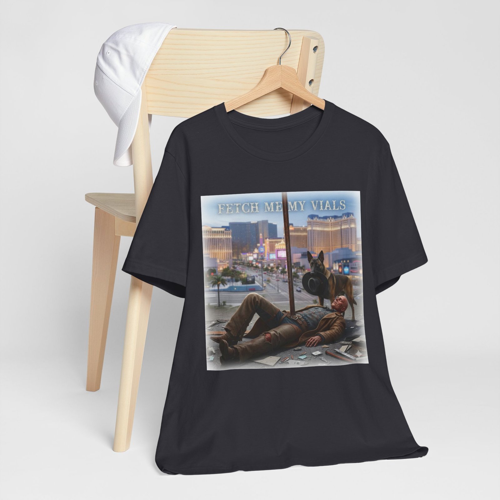 Fetch me my vials, Fallout Tee, Street Scene Graphic Tee — "Fetch Me My Vials" Retro Vegas Art Shirt - Image 25
