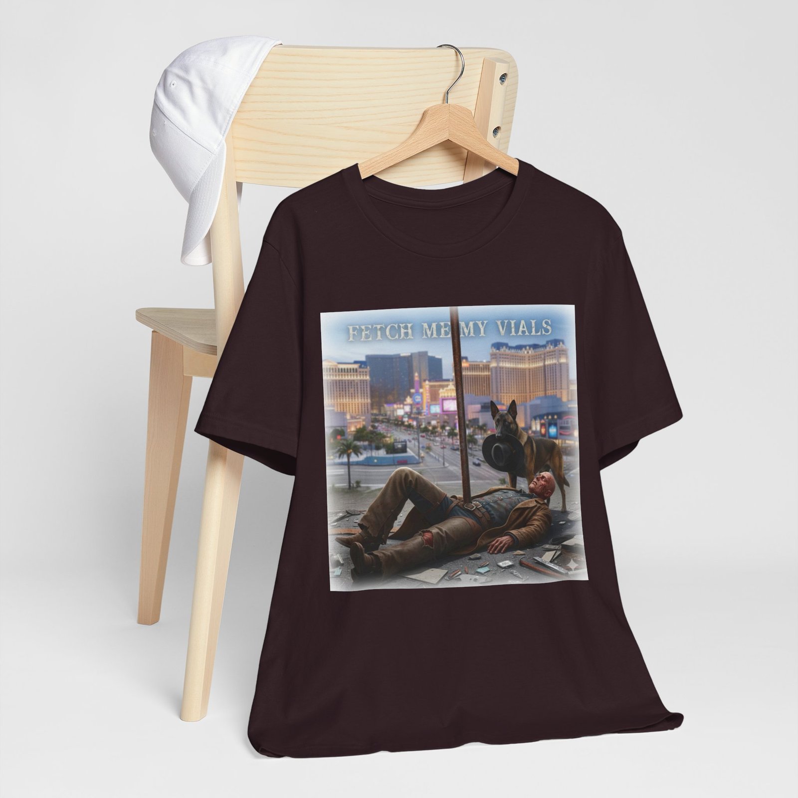 Fetch me my vials, Fallout Tee, Street Scene Graphic Tee — "Fetch Me My Vials" Retro Vegas Art Shirt - Image 50