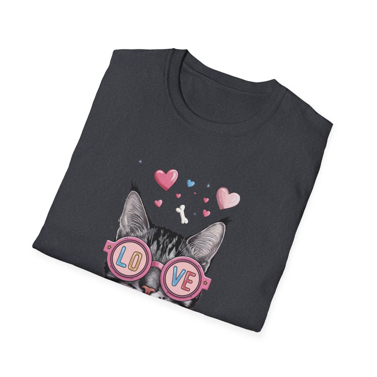 Cute Cat Love Unisex T-Shirt, Valentine's Day Tee, Cat Lover Gift, Animal Graphic Shirt - Image 24