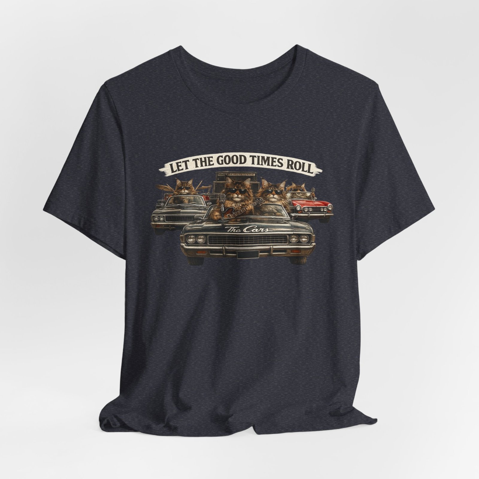 Let The Good Times Roll cats in classic car Tee | Vintage cat artwork - Image 28