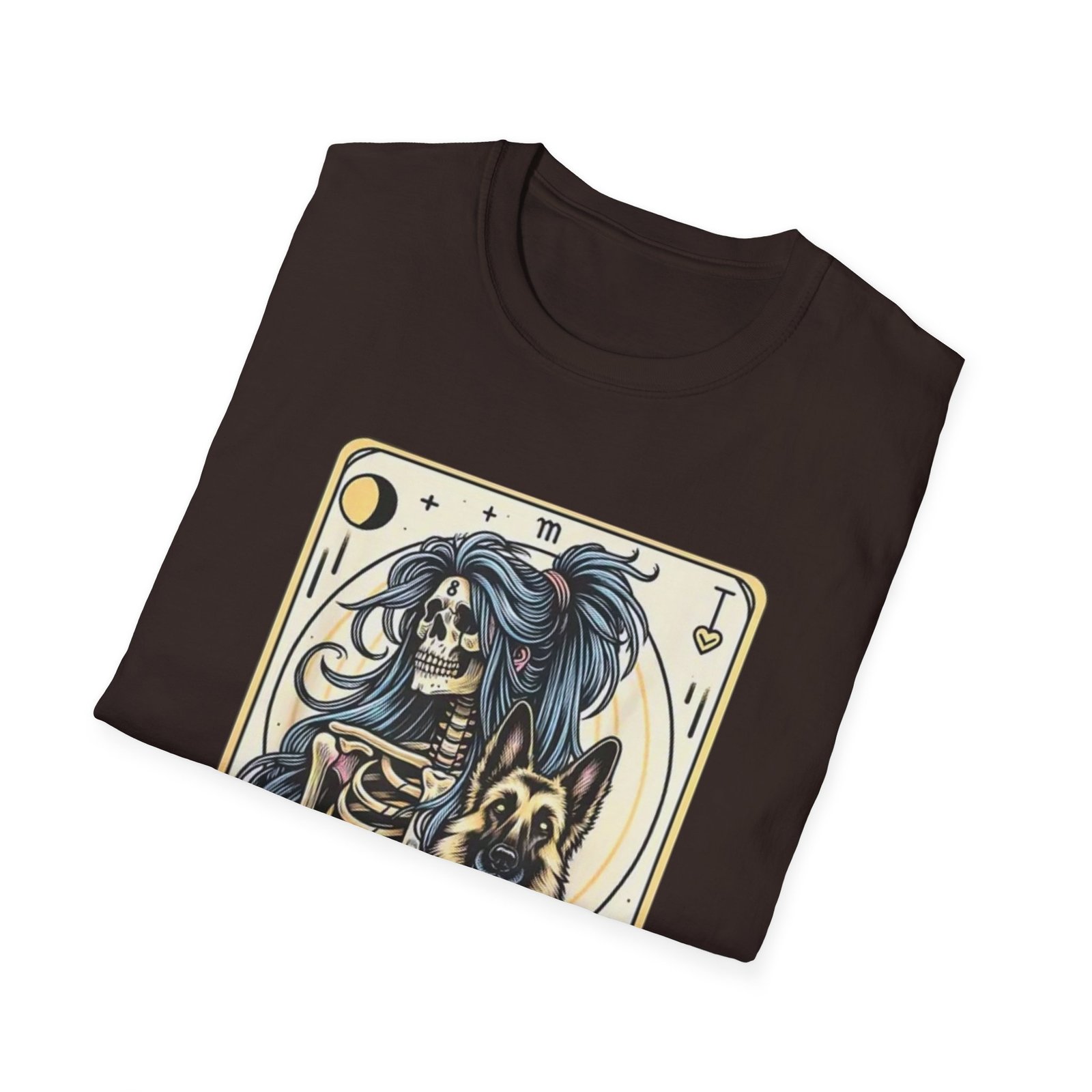 German Shepherd Tarot Skeleton T-Shirt | Funny Dog Tarot Tee - Image 8