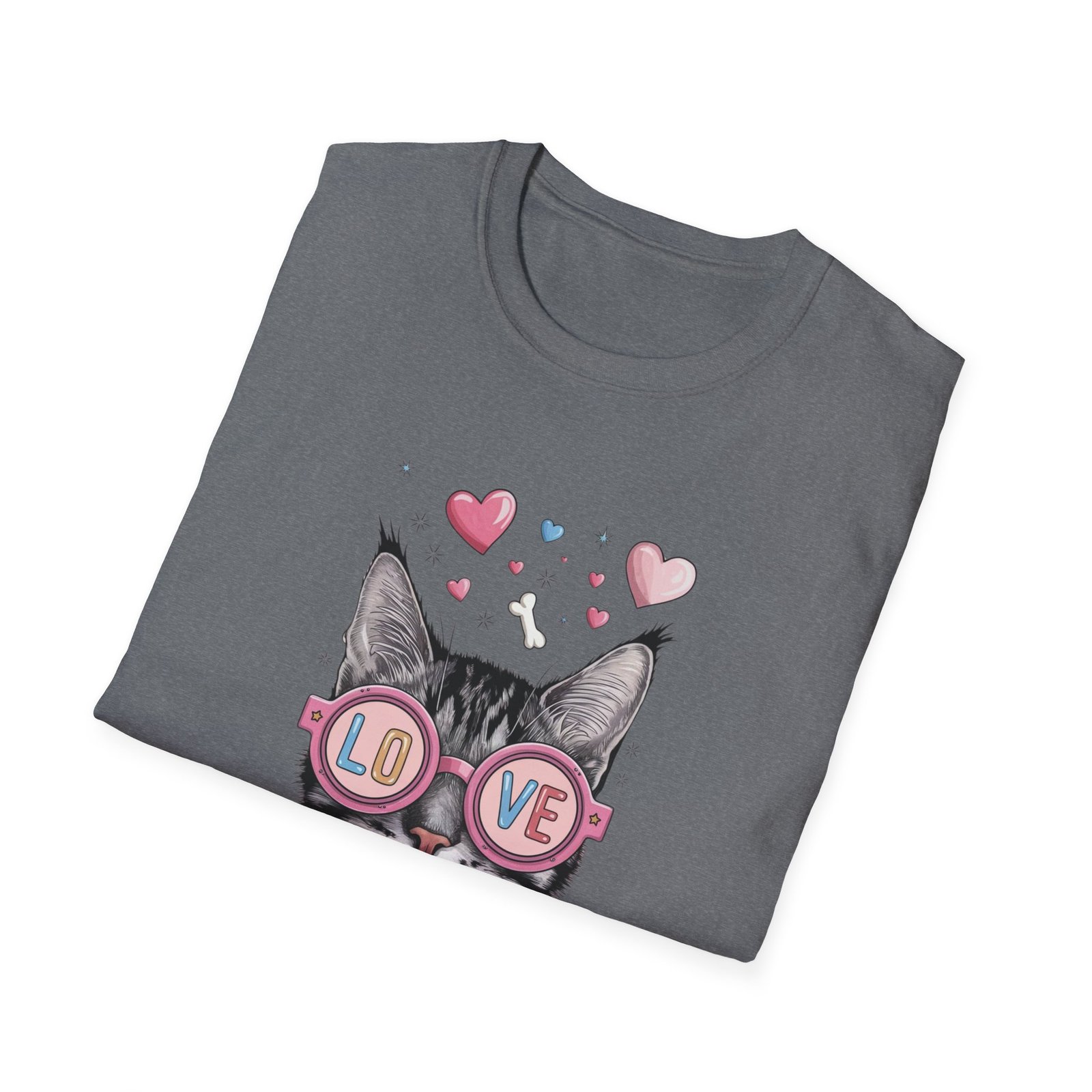 Cute Cat Love Unisex T-Shirt, Valentine's Day Tee, Cat Lover Gift, Animal Graphic Shirt - Image 8