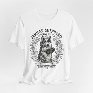 German Shepherd Social Club Tee - Unisex Short Sleeve Shirt for Dog Lovers, Pet Gift, Casual Wear, Canine Enthusiast Apparel