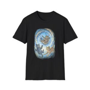 Floating Cats Galaxy T-Shirt | Cosmic Cat Illustration
