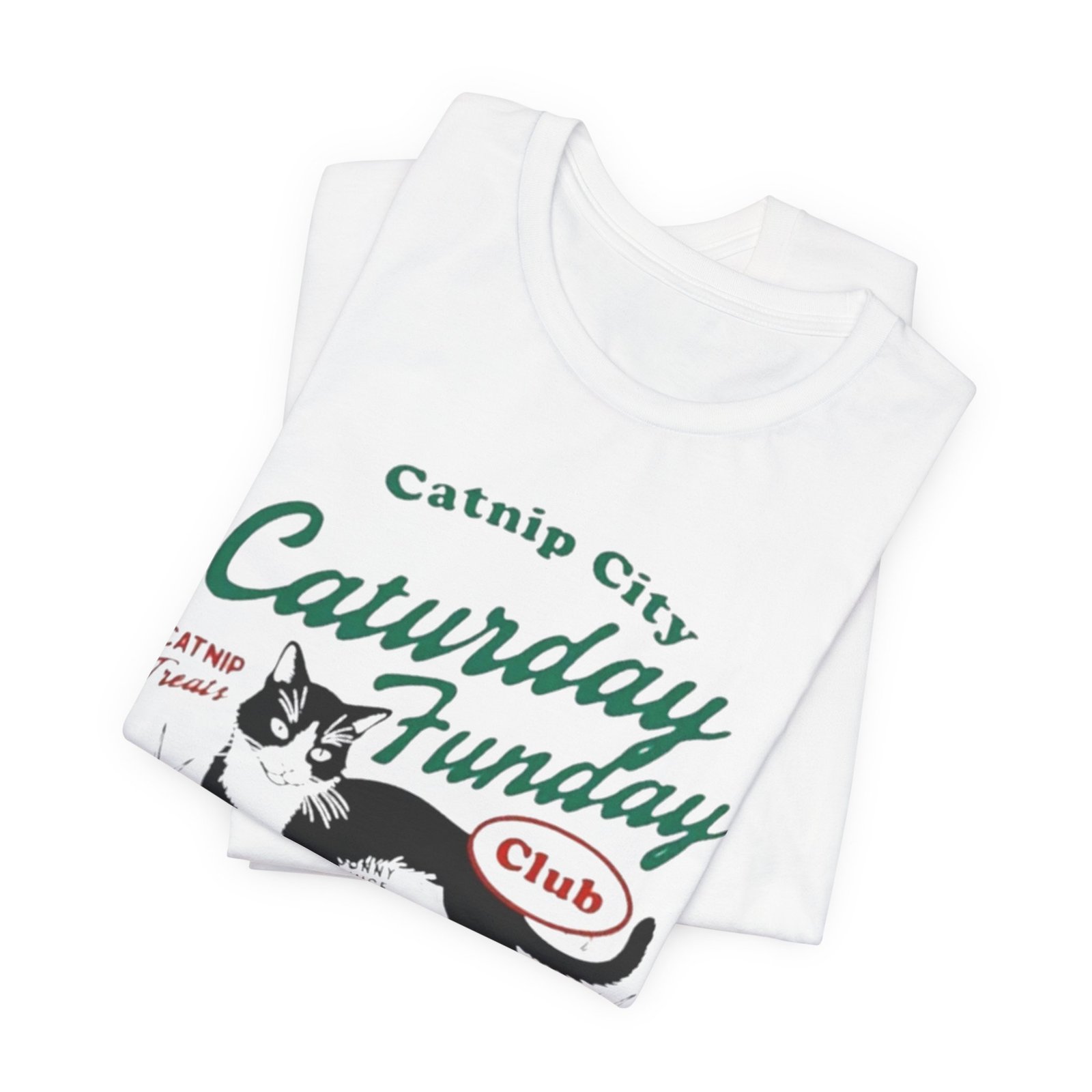 Catnip City Caturday Funday Cat T-Shirt | Vintage Cat Graphic Tee - Image 7