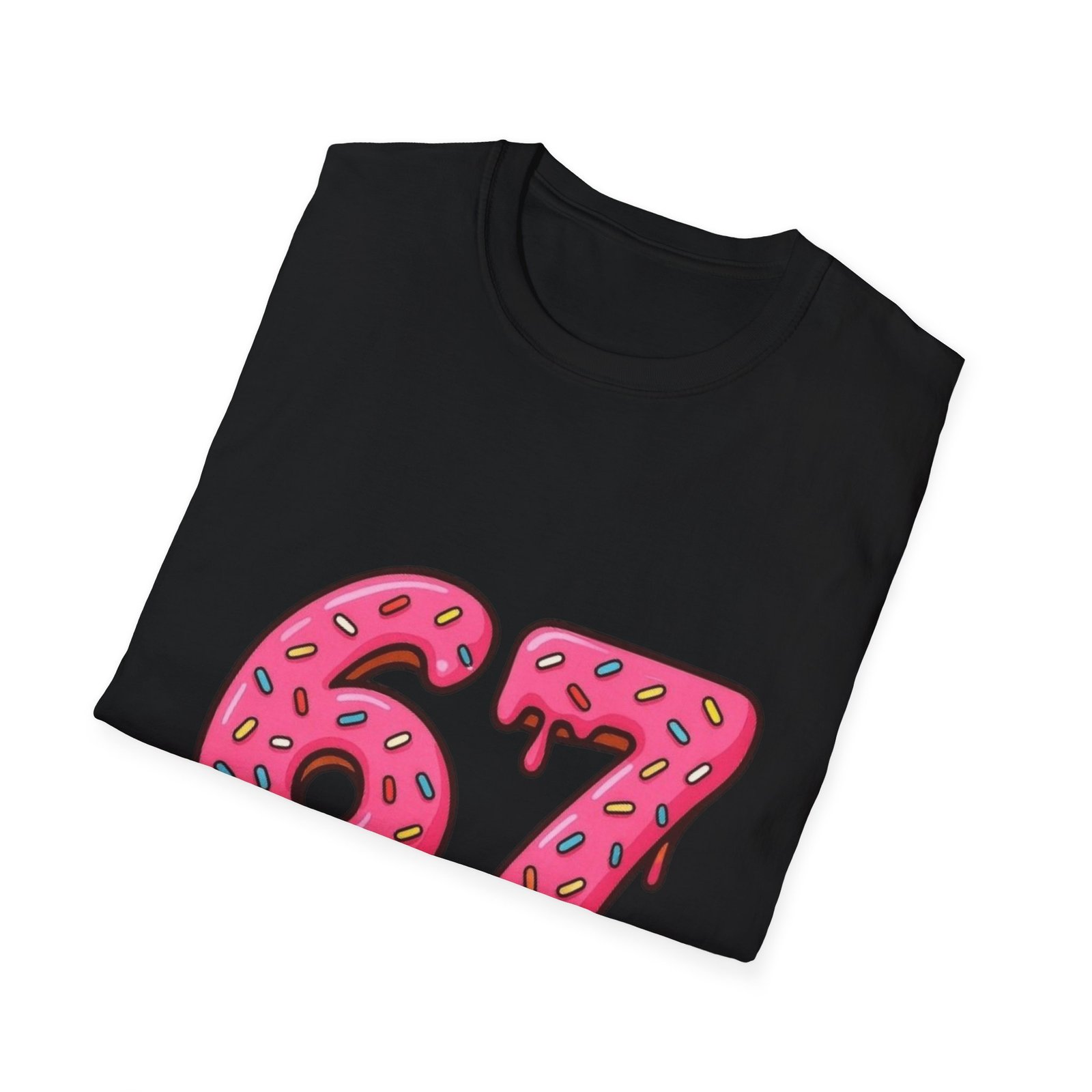 Dripping Pink Donut Numbers 67 T-Shirt | Melting Sprinkles Design - Image 4
