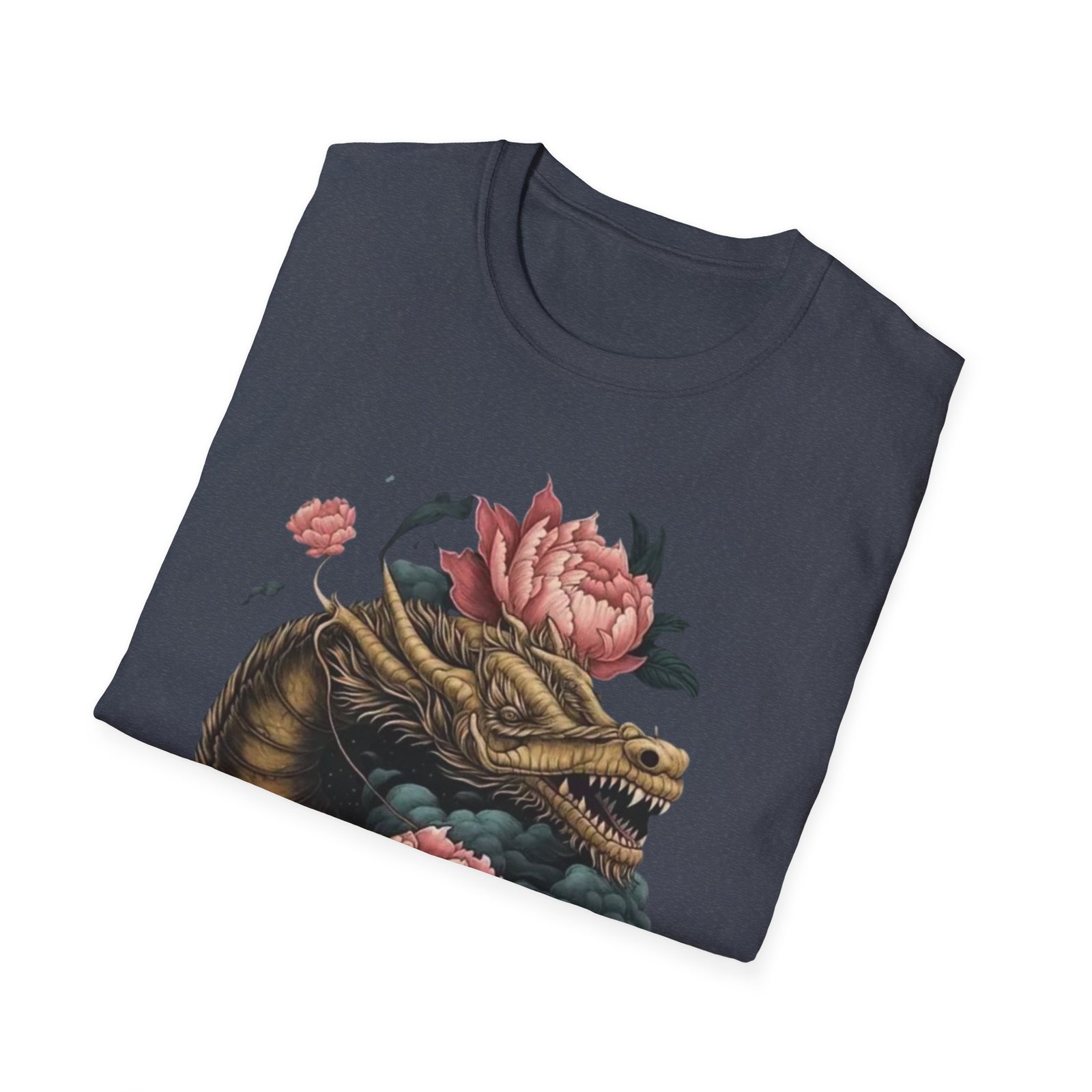 Dragon Head with Peonies T-Shirt | Floral Japanese Tattoo Inspired - Image 20