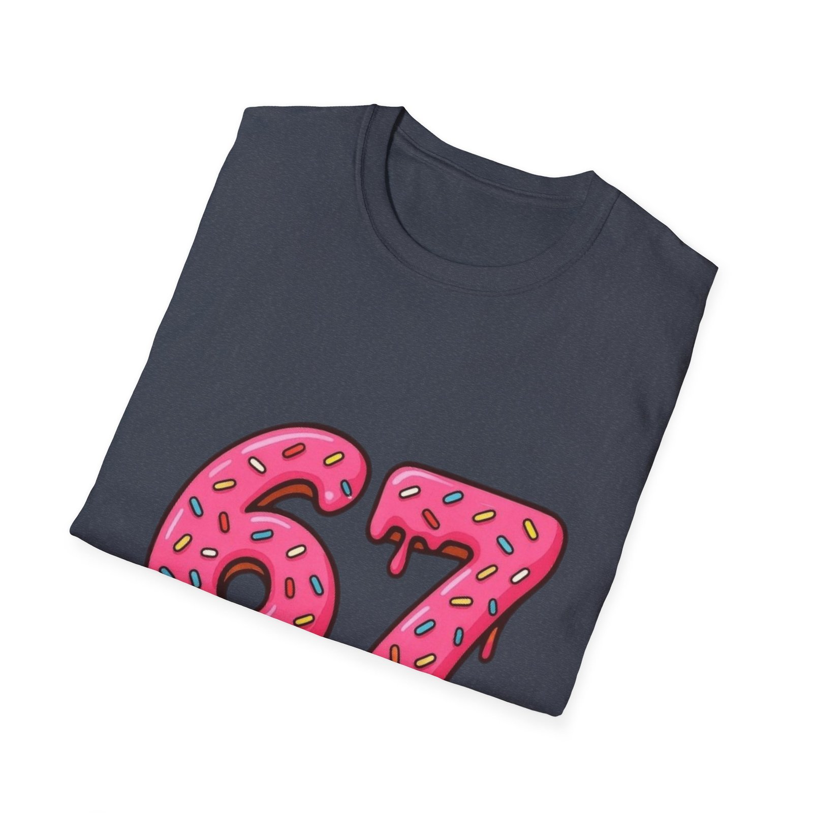 Dripping Pink Donut Numbers 67 T-Shirt | Melting Sprinkles Design - Image 28