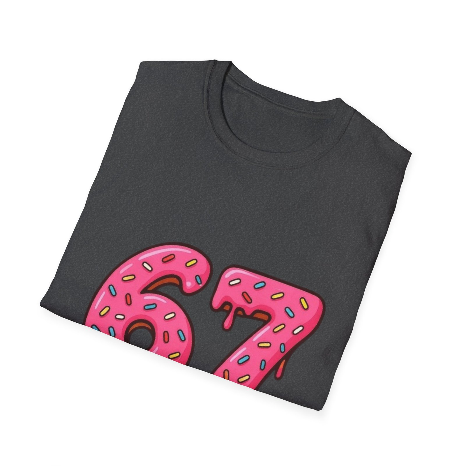 Dripping Pink Donut Numbers 67 T-Shirt | Melting Sprinkles Design - Image 24