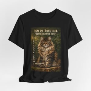 Maine coon cat tee, How Do I Love Thee Cat portrait T-Shirt | Vintage poem style, Maine Coon artwork