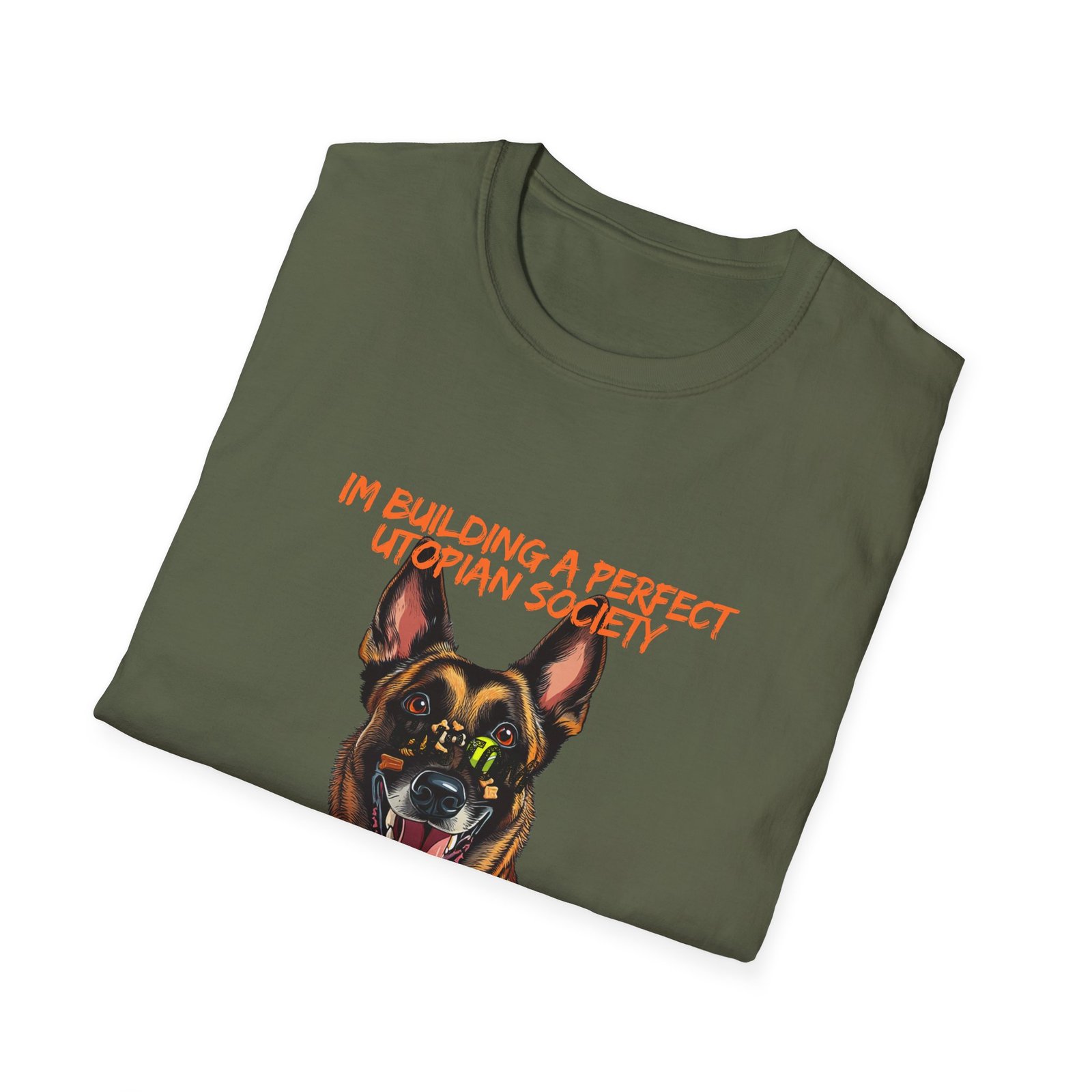 Belgian Malinois Illustration T-Shirt | "I'm Building a Perfect Utopian Society in My Head" - Image 24