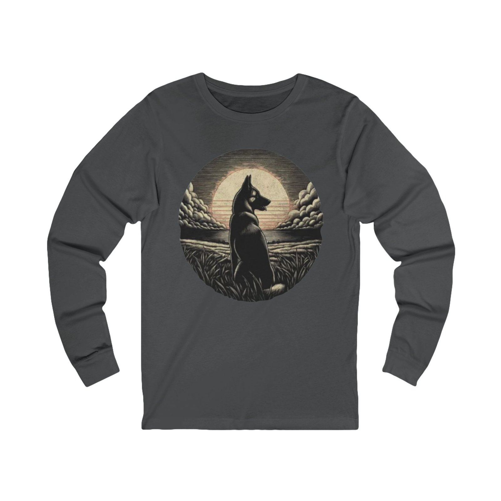 Belgian Malinios Moon Long Sleeve Tee | Nightscape Graphic