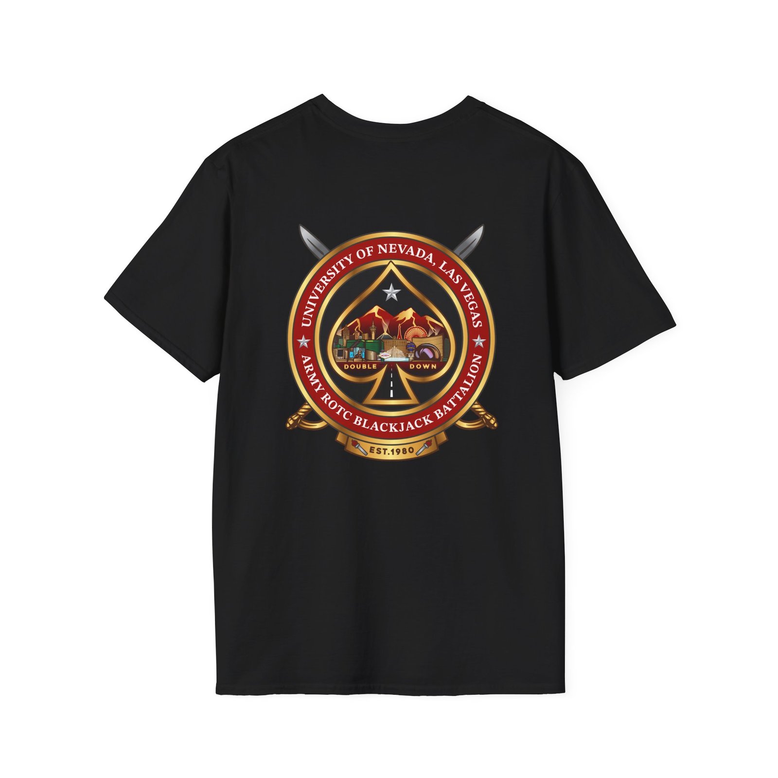 Blackjack Battalion banner T-Shirt | military unit logo, vintage ribbon design - Image 2