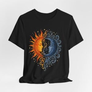 Sun and Moon Unisex Tee, Celestial Graphic T-Shirt, Astrology Shirt, Gift for Space Lovers, Boho Style Tee