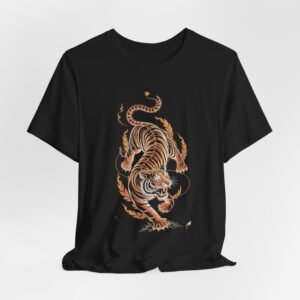 Flaming Tiger Unisex Tee - Bold Graphic, Casual Wear, Gift for Animal Lovers, Streetwear Style, Perfect for Summer