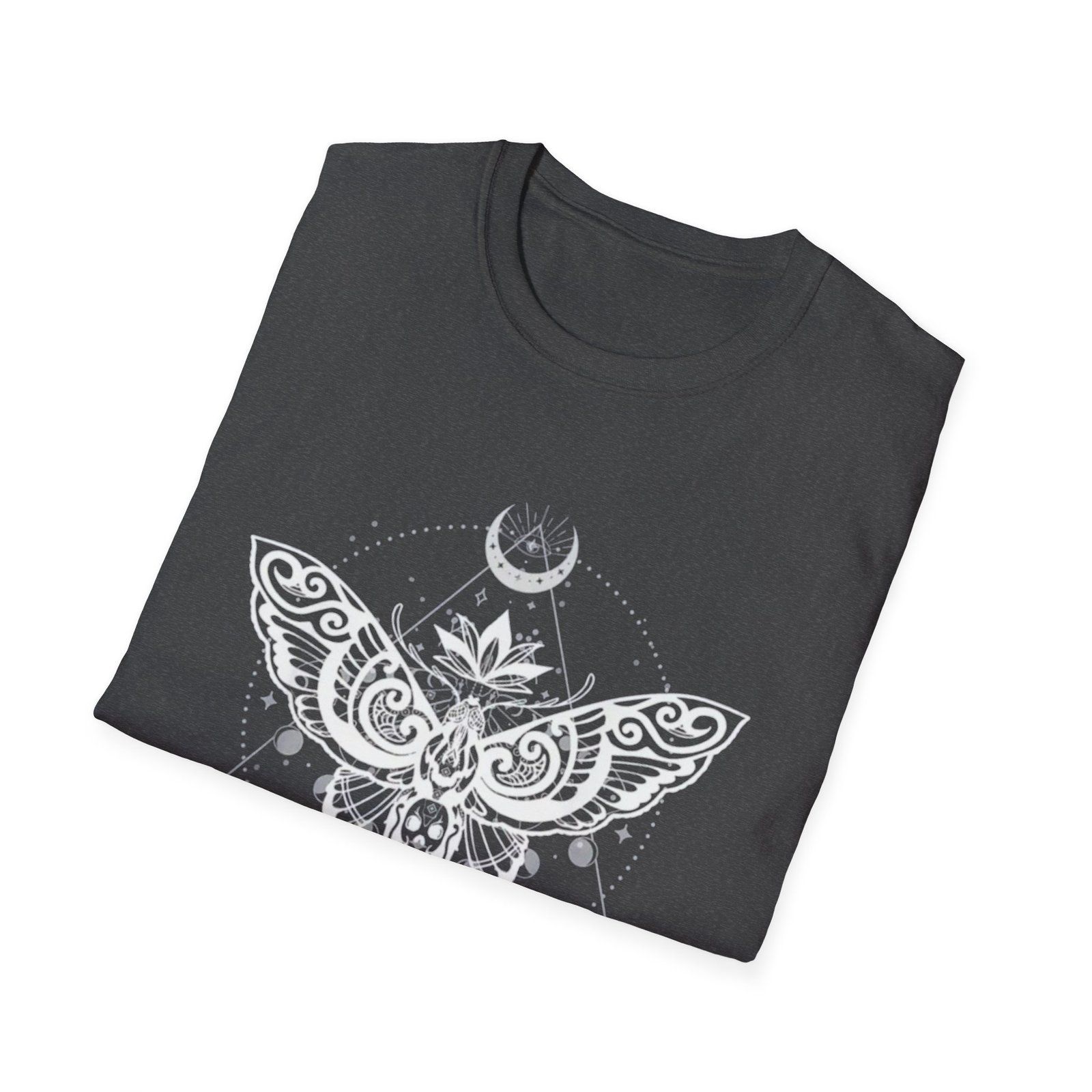 Lunar Moth Illustration T-Shirt | Crescent Moon, Phases, Geometric Mystic - Image 12